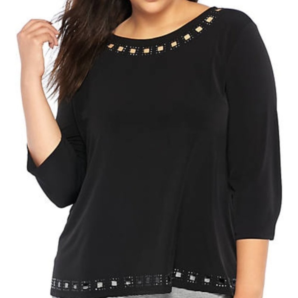 The Limited Black Beaded Boat Neck Top NWT sz 2X